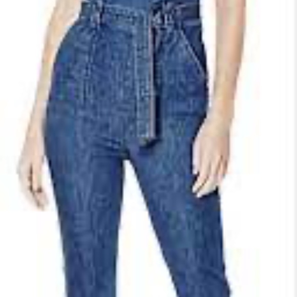 NEW GUESS Ella Flared Denim Jumpsuit blue size 6 - Picture 12 of 16